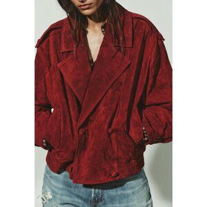 ZARA 100% SUEDE LEATHER JACKET WITH TABS